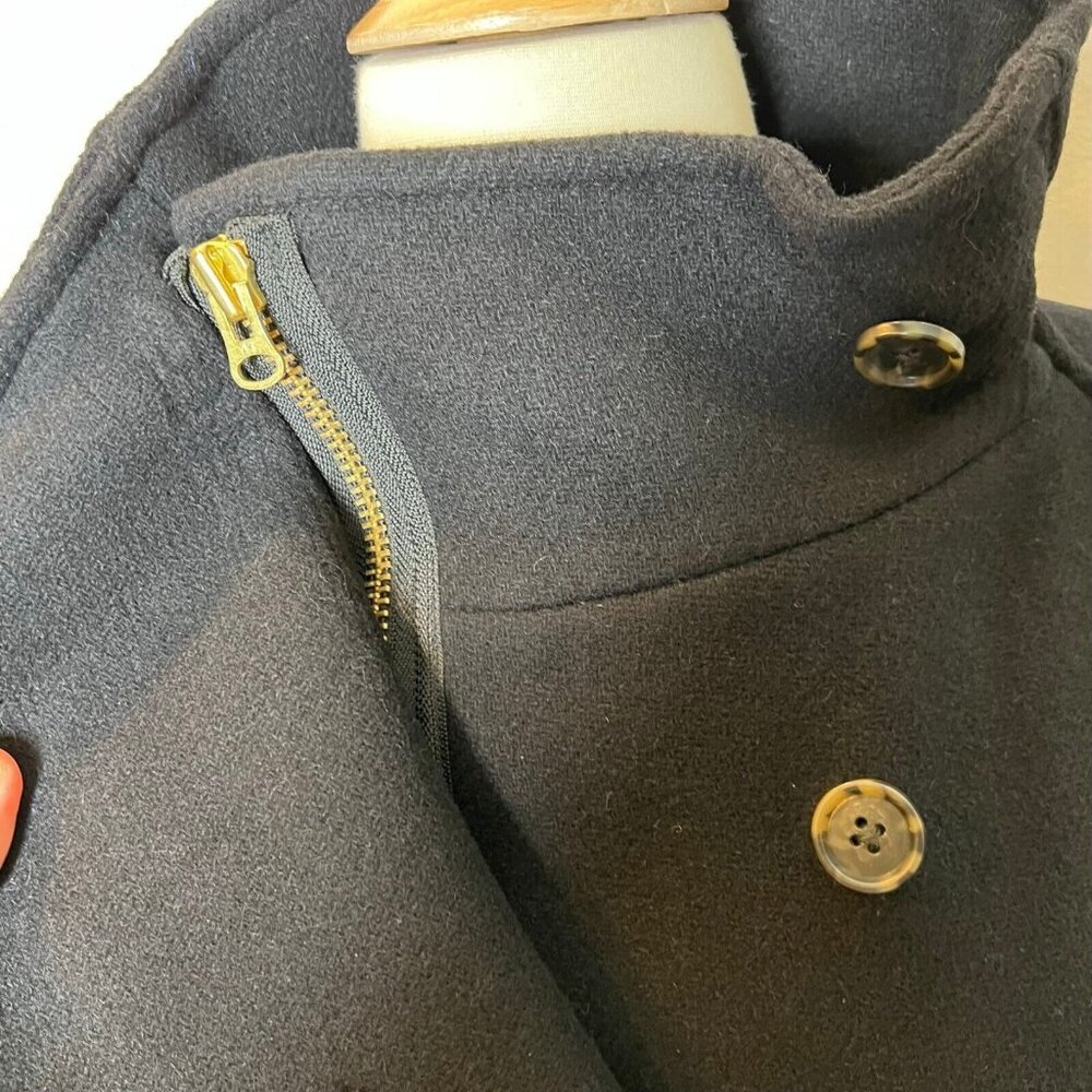 J.Crew Womens $375 Villa Coat Italian Wool Black Size 4 BA538 - Picture 8 of 10